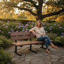 Premium Recycled Plastic & Steel Frame Bench for Outdoor Use - Durable, Comfortable Seating for Parks and Schools