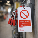 Safety Tags – Do Not Tamper With Lock Out Devices – 80mm x 150mm – Matt PVC – Industrial Use