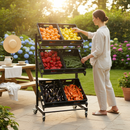 Premium Single Sided Mobile Fruit and Vegetable Display - 800mm with Lockable Castors and Shelving Options