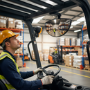Premium 180° View Forklift Truck Mirror with Universal Mounting Kit