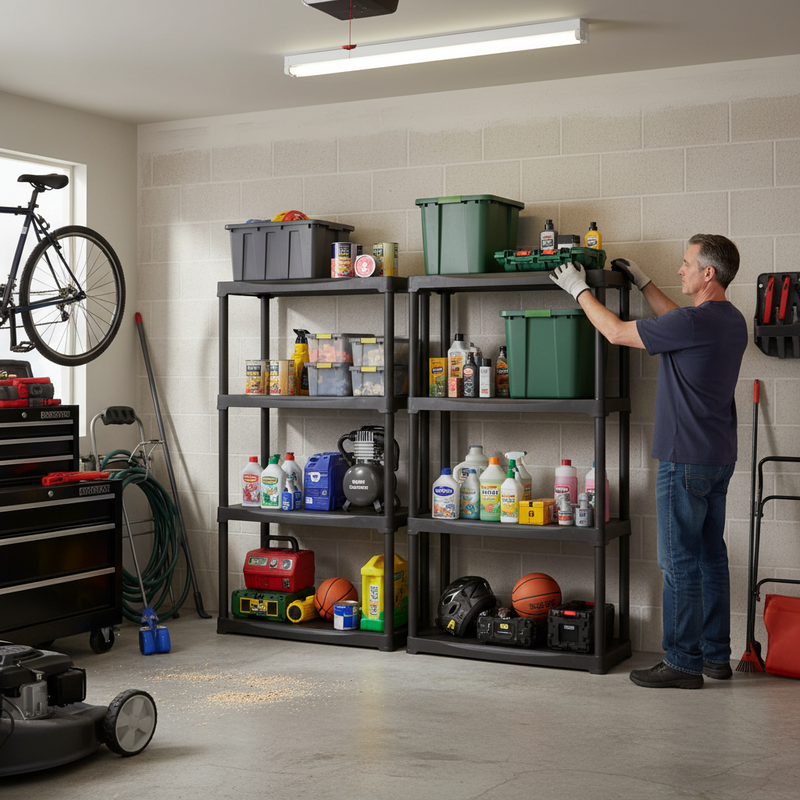 Heavy Duty Plastic Shed Shelving - 1330mm High - 20kg Capacity - Charcoal