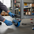 160mm Heavy Duty Braked Swivel Plate Castor with Blue Elastic Nylon Centre