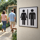Unisex Toilet Symbol Signs – 1mm Rigid Plastic – Indoor/Outdoor Use
