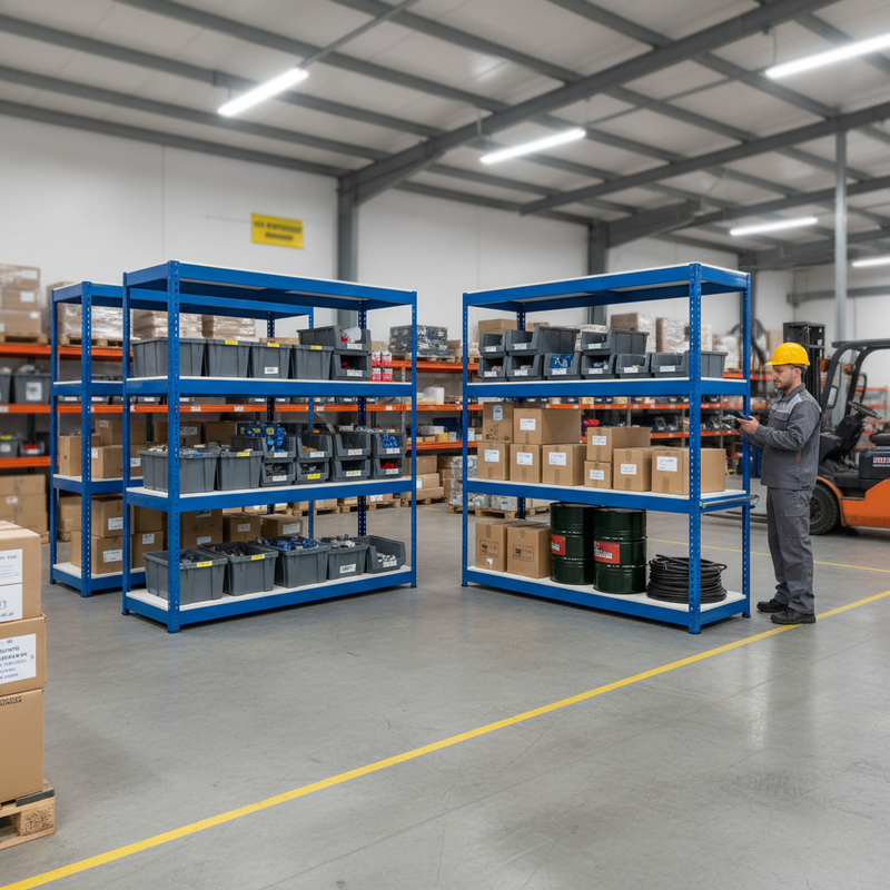 Heavy Duty Industrial Shelving - 1677mm High - 400kg Capacity - Melamine - Blue