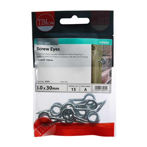 Screw Eyes - Zinc - 30mm