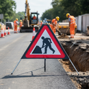 Professional Heavy Duty Roll-Up Traffic Sign - Men at Work with Galvanized Steel Frame and PVC Face for Road Safety
