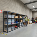 4x Premium Shelving Units - 1600mm High - Grey with 12x 60L Plastic Storage Boxes