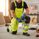 High-Visibility Bib & Brace with Kneepad Pockets - Fluorescent Yellow/Black
