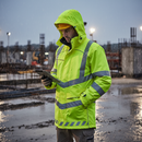 Professional Hi Vis Yellow Waterproof Storm Coat with Breathable Liner and EN343 Class 4:3 Rating