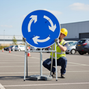 Professional Mini Roundabout Ahead Sign Face - 750mm Diameter, 3mm Plastic for Temporary Traffic Management