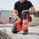 High-Performance Safe Trousers with Kneepad Pockets - Hi-Vis Red/Dark Navy