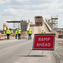 Premium Roll-Up Ramp Ahead Road Sign 1050x750mm - Lightweight, Portable, and Wind-Resistant Collapsible Design