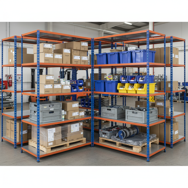 Heavy Duty Industrial Shelving - 3050mm High - 340kg Capacity - Steel - Blue & Orange