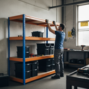 4x Premium Heavy Duty Shelving - 1770mm High - Blue & Orange with 8x 37L Plastic Storage Boxes