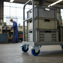 80mm Heavy Duty Braked Swivel Bolt Hole Castor with Blue Elastic