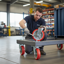 200mm Heavy Duty Swivel Bolt Hole Castor with Red Polyurethane Wheels