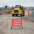 Premium CAUTION LORRIES TURNING Sign - Heavy Duty Metal Road Sign 1050x750mm with Retroreflective Face