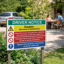 Driver Safety Notice Sign – 900mm x 600mm – Rigid Plastic – Indoor/Outdoor Use