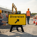 Premium Diversion Up Right Arrow Sign 2702 - 1050x750mm with Sign Frame and RA1 Reflective Face