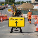Premium Diversion Straight Ahead Arrow Up Sign 2702 - 1050x750mm with RA1 Reflective Face and QuickFit Frame