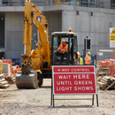 Premium 3/4-Way Control Sign with Zintec Metal Construction - 1050x750mm Safety Indicator for Traffic Management
