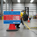 Premium Dry Wipe Custom Information Cone Sign 600x450mm for Roadworks with Customisable Details