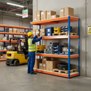 Premium Heavy Duty Industrial Shelving - 1677mm High - 400kg Capacity - Melamine - Blue & Orange