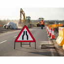 Premium Road Narrows Both Symbol Sign - 750mm Triangular Size with Retroreflective Face
