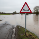 Premium Post Mounted Flood Ahead Sign 450-1500mm with Distance Plate Option for Road Safety