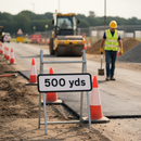 Professional 500 Yards Quick Fit Sign - 572mm Plastic with Colour Choice for Road Work Warnings, 725x275mm