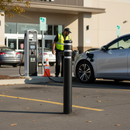 Premium Heavy Duty Recycled Plastic Bollard for EV Charger Protection with High Impact Resistance and Reflective Band