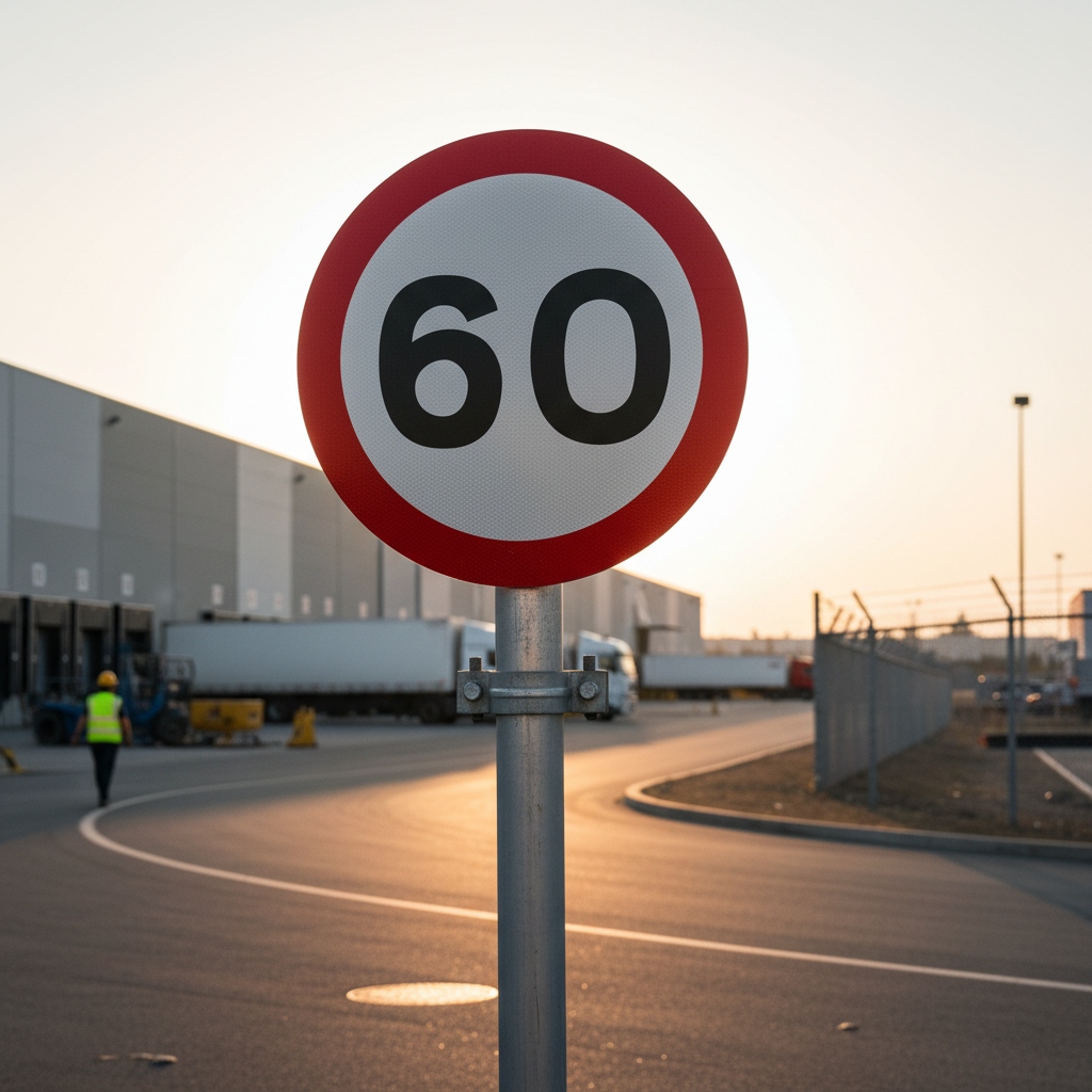 Premium 60mph Speed Limit Sign - Durable Post Mounted Road Traffic Sig