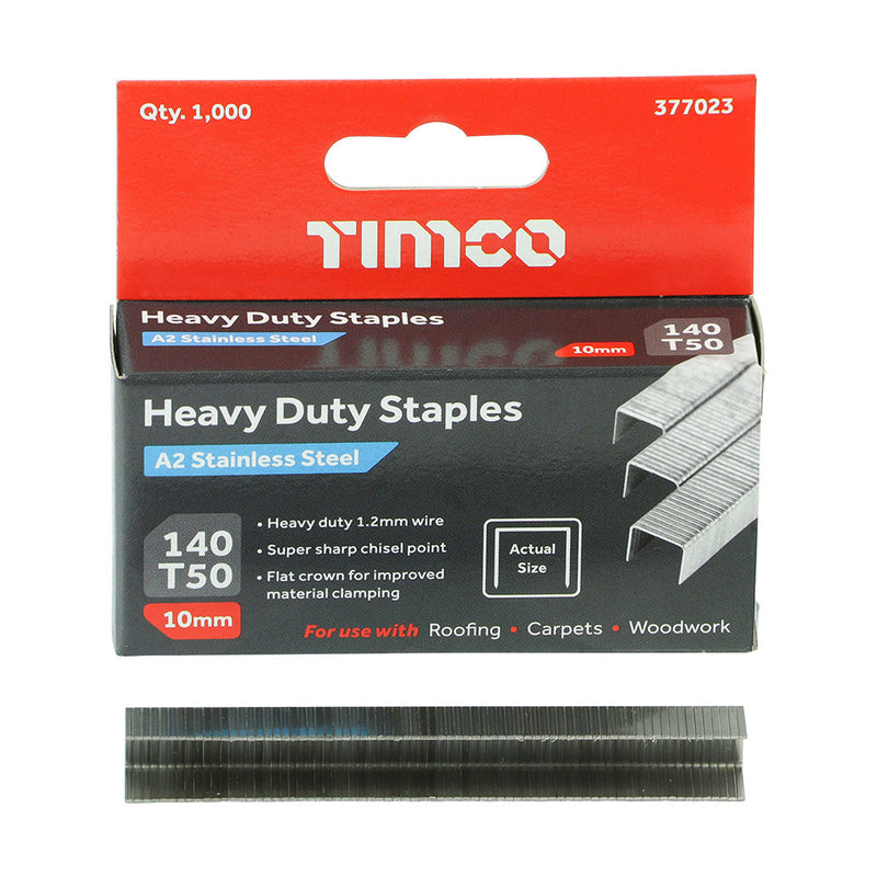 Heavy Duty Staples - Chisel Point - A2 Stainless Steel - 10mm