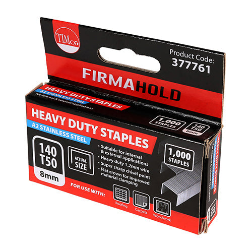 Heavy Duty Staples - Chisel Point - A2 Stainless Steel - 12mm