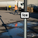 Premium Supplementary Plate for Road Sign - High Visibility Ice Warning with Adjustable Text Size