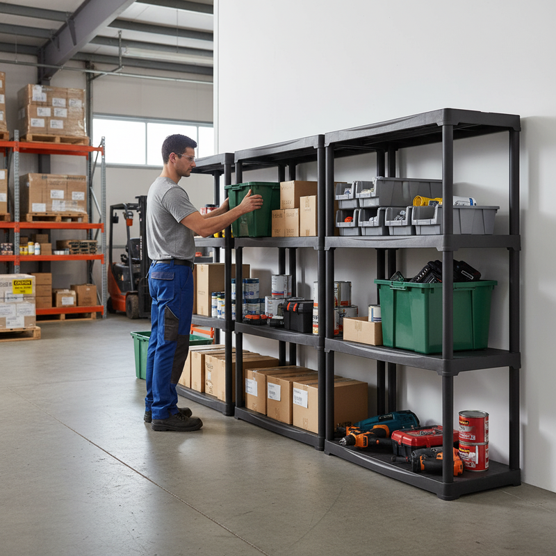 Heavy Duty Plastic Shelving Unit - 1330mm High - 20kg Per Level - Charcoal