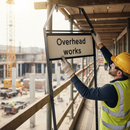 Premium Overhead Works Supplementary Plate - Metal Sign with Engineer Grade Retroreflective Face for Road Safety