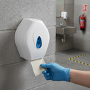 Premium Mini Jumbo Toilet Roll Dispenser - White for Efficient Washroom Use - High-Quality Professional Grade for Industrial and Commercial Applica...