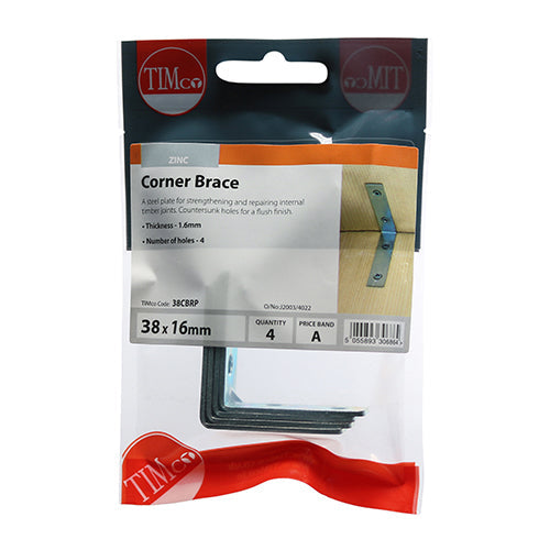 Corner Braces - Zinc - 38 x 38 x 16