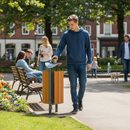 Premium 50L Litter Bin with Steel and Light Oak Stained Hardwood for Indoor and Outdoor Use