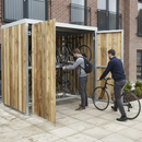 Professional Heavy Duty Timber Clad Cycle Shelter for 4 Bikes with Secure Locking and Galvanized Finish