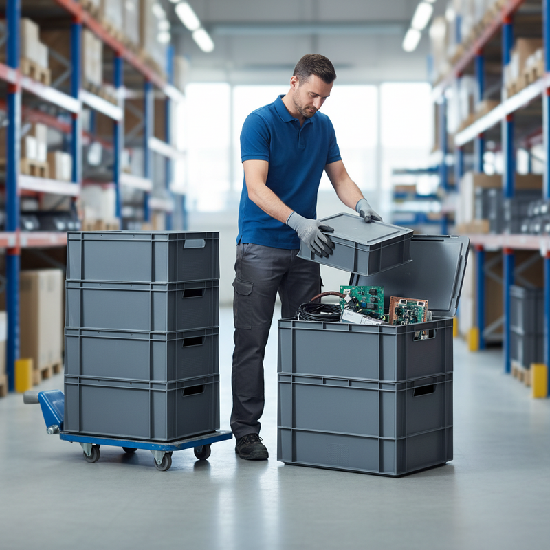 Premium Euro Containers with Hinged Lids - Durable and Stackable