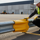 Premium Yellow Plastic Fishtail Barrier End Cap with Reflectors for Enhanced Safety in Car Parks