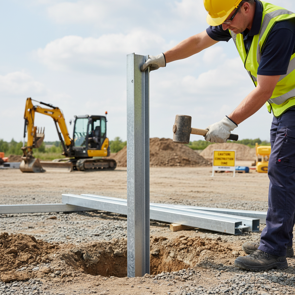 Premium 1500mm RSJ Galvanised Steel Barrier Post for Soft Surface Inst