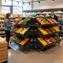 Premium Double Sided Mobile Fruit and Vegetable Display Unit - 1600mm with Lockable Castors and Adjustable Shelving