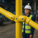 GRP Universal 4 Way Connector – Yellow, Adjustable for 50mm Handrail Tube