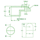 GRP Universal 4 Way Connector – Yellow, Adjustable for 50mm Handrail Tube