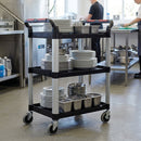 2-shelf plastic and aluminium service trolley, 560mm shelf spacing