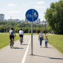 Professional Post Mounted Cyclists Keep Left Sign for Pedestrian Safety, Durable Reflective Material with R2 Reflectivity