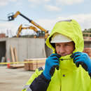 Premium Hi-Vis Yellow Helmet Hood - Wind and Waterproof with Breathable Design and Taped Seams for Enhanced Safety